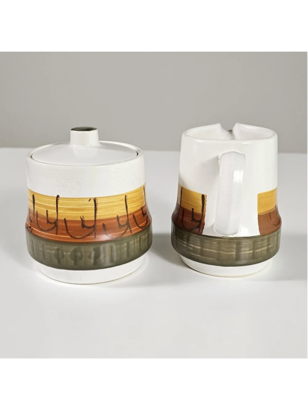 Vintage Casual Ceram Galaxy Creamer Sugar Bowl Set 8007 Japan MCM Pottery Retro